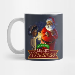 Afro Santa Surprised Red-handed Eating Cookies on Christmas Eve Holidays Mug